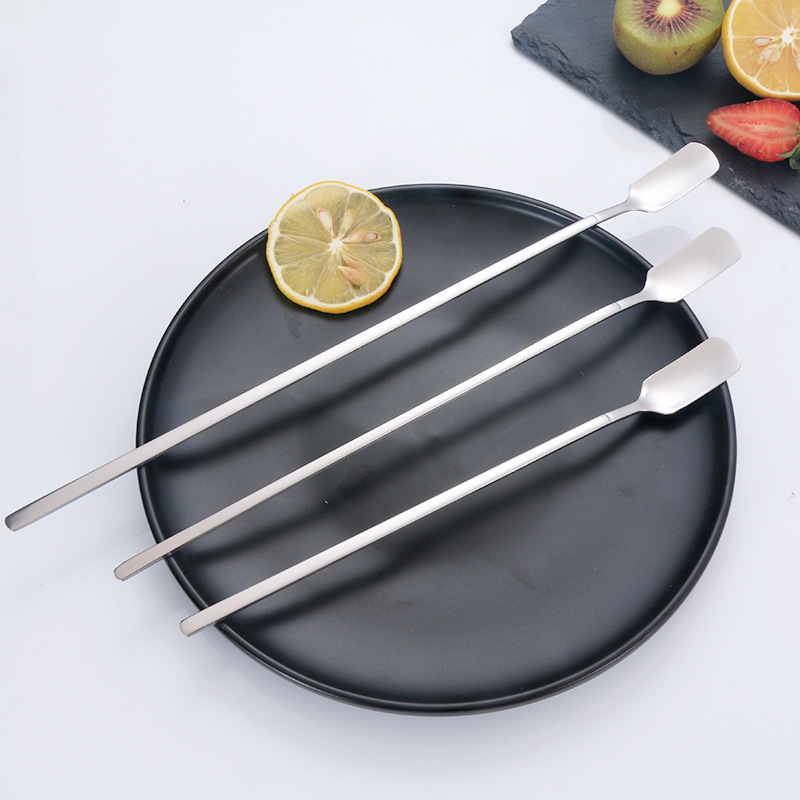 Stainless steel spoon plus long handle spoon small smoothie spoon coffee dessert stirring spoon small soup spoon spoon