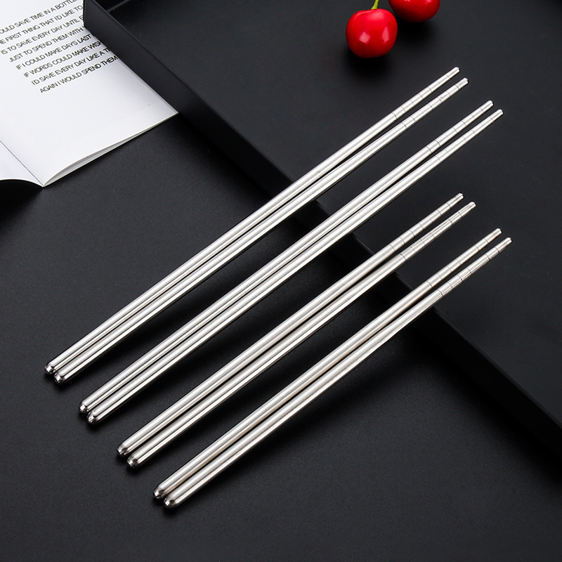 Stainless steel chopsticks, hollow anti-slip and anti-scalding chopsticks, children and adult chopsticks, round wholesale tableware customization