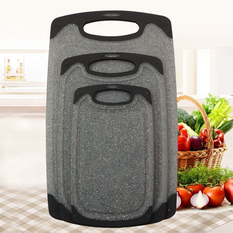 Imitation marble cutting board three-piece set PP cutting board hanging plastic cutting board set cutting board anti-slip kitchen