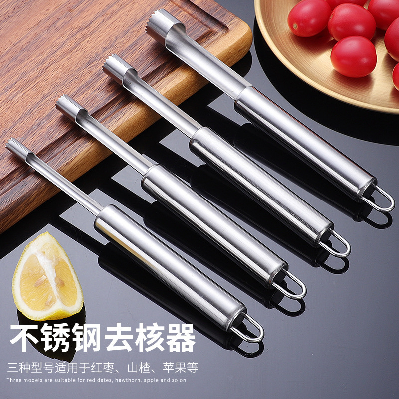Stainless steel fruit coring tool, red date corer, hawthorn seed removal tool, apple