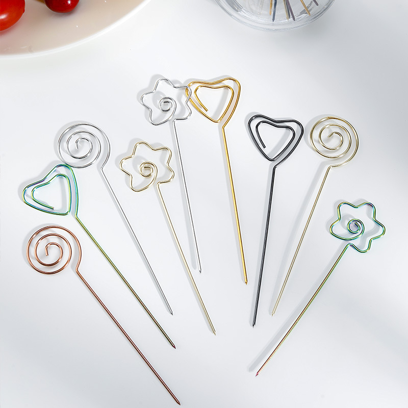 304 stainless steel fruit pick, creative signature piece, fruit snack pick, fork, fruit needle, integrated cocktail pick