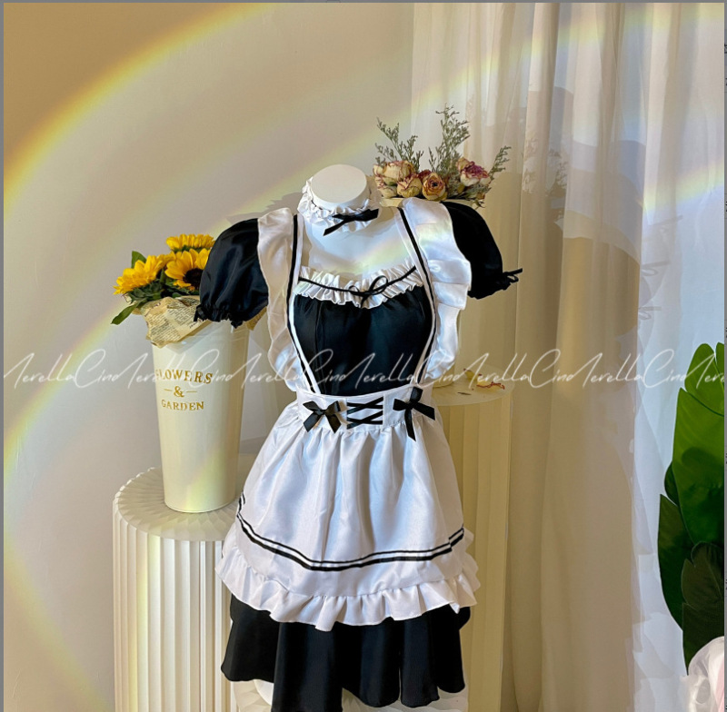Sexy lingerie sexy hollow temptation Japanese apron loli maid strap temptation uniform C1371
