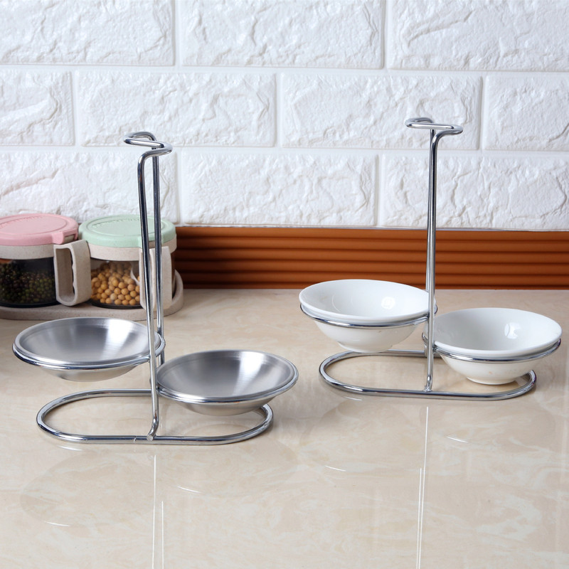 Stainless steel soup spoon rack, tableware spoon storage rack, double round soup shell, soup drain rack, hot pot cutlery rack, kitchen utensil rack