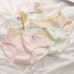 Class A baby cotton 5A antibacterial, skin-friendly and comfortable pure cotton contrasting color mid-waist women's underwear girl's briefs