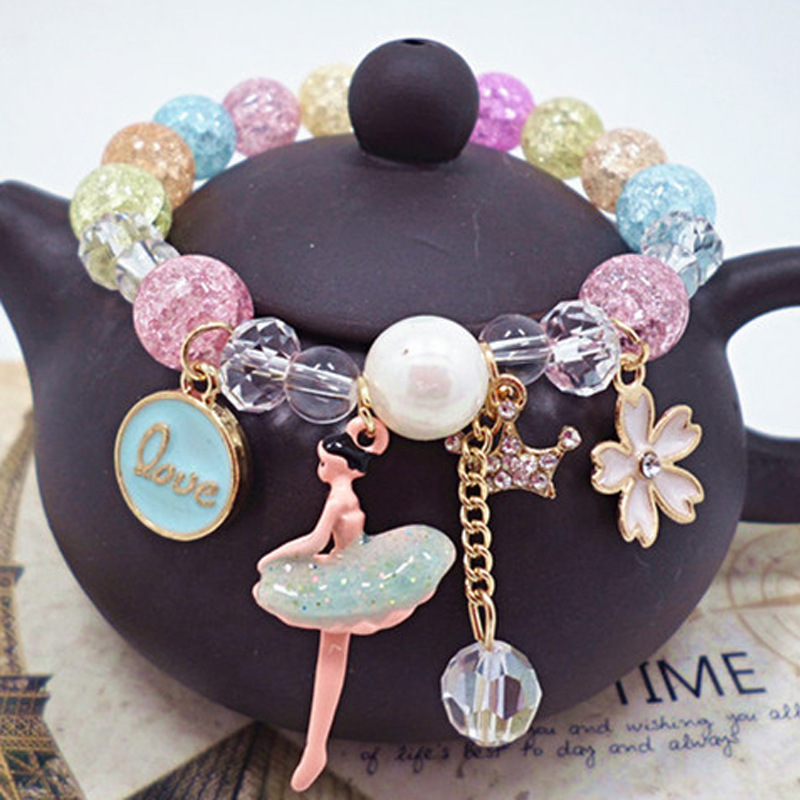 S446 Explosive Stone Crystal Bracelet Ballet Girl Flower Bracelet Handmade Beaded Jewelry Wholesale Factory Direct Sales