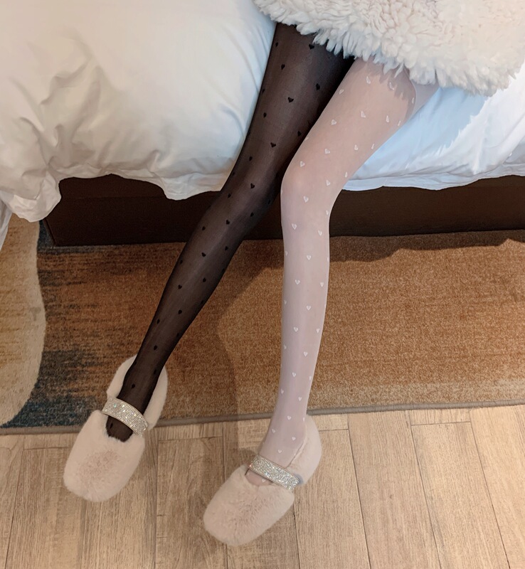 實拍   春秋日系洛麗塔絲襪薄款小愛心連體打底襪褲女