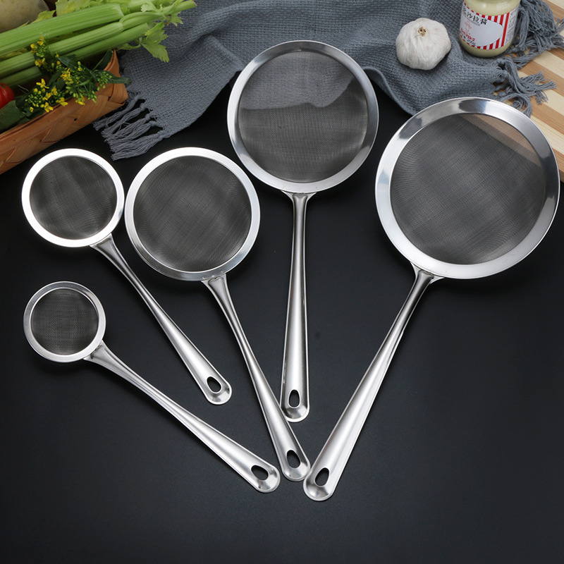 Stainless steel deepened Malatang mesh leakage noodle spoon flour sieve bean berry juice flour slag separator spoon oil filter grid