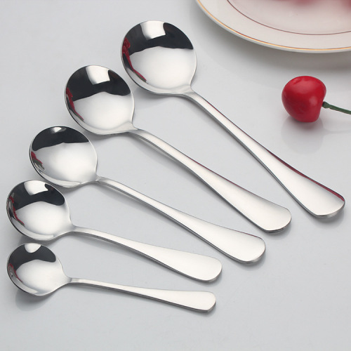 410 stainless steel round spoon dessert coffee spoon seasoning spoon 1010 series western style table spoon laser LOGO