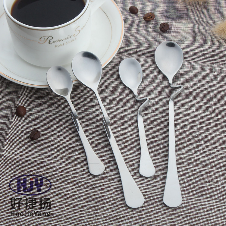 Creative 410 stainless steel S-shaped hanging cup curved handle spoon milk tea coffee spoon stirring spoon ice cream dessert small spoon