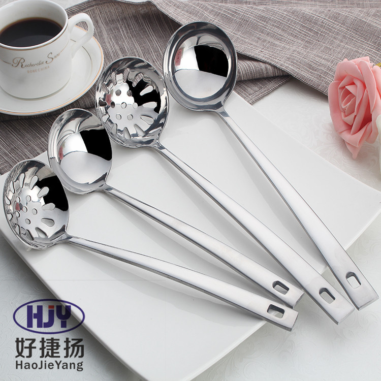 Stainless steel thickened hot pot hotel restaurant porridge spoon soup shell soup colander colander kitchen cooking spoon