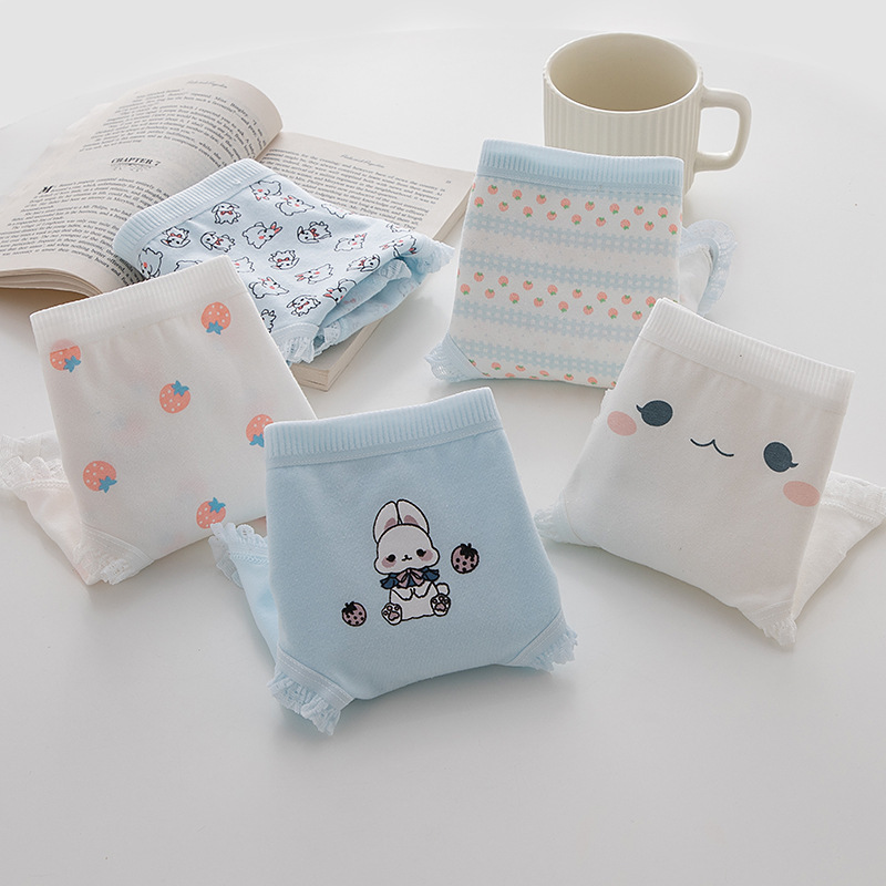 Japanese water cloud blue rabbit women's pure cotton underwear women's cotton knitted girl student briefs