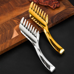 Golden comb-shaped thickened stainless steel buffet bread clip steak barbecue meat clip food food clip