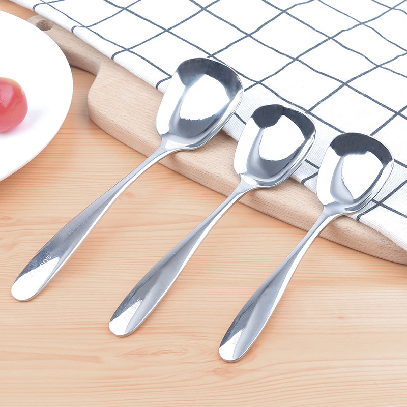 304 stainless steel spoon long handle square head mixing spoon spoon dessert coffee spoon rice spoon gift custom logo