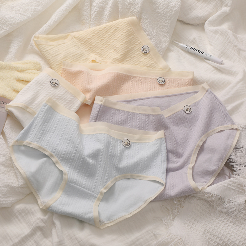 High-looking women's breathable underwear, hip-covering, zero-restraint, pure cotton, sweet girly mid-waist underwear for women