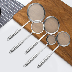 304 stainless steel long handle juice soy milk slag separator oil separator dense mesh filter colander mesh oil leakage grid printed LOGO
