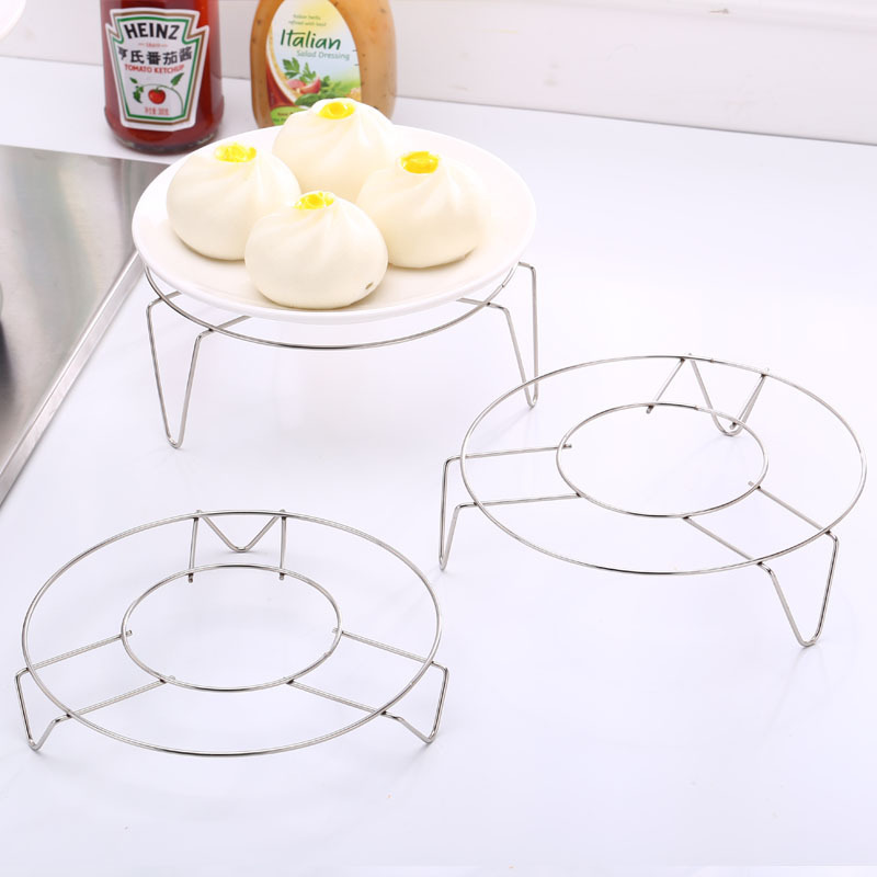 Stainless steel high-legged steaming rack round tripod heat-insulating rack kitchen storage rack steamed buns and eggs rice cooker water-proof rack