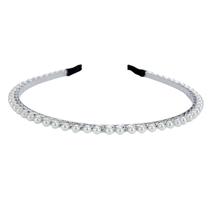 European and American fashion pearl chain headbands for women, metal narrow headbands, hair accessories wholesale