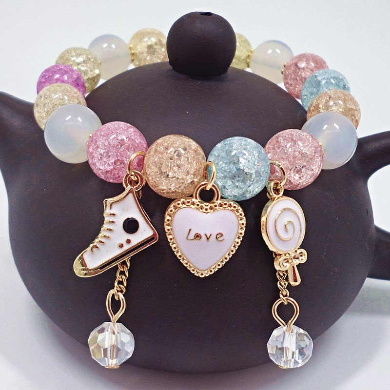S451 Explosive Stone Crystal Bracelet Shoes Lollipop Love Bracelet Boots Bracelet Hand Jewelry Factory Direct Sales