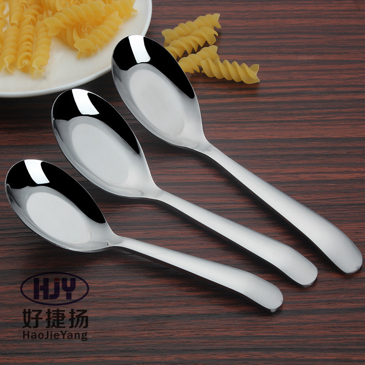 Chinese style deepened stainless steel hotel restaurant home eating spoon table spoon flat bottom soup spoon laser LOGO