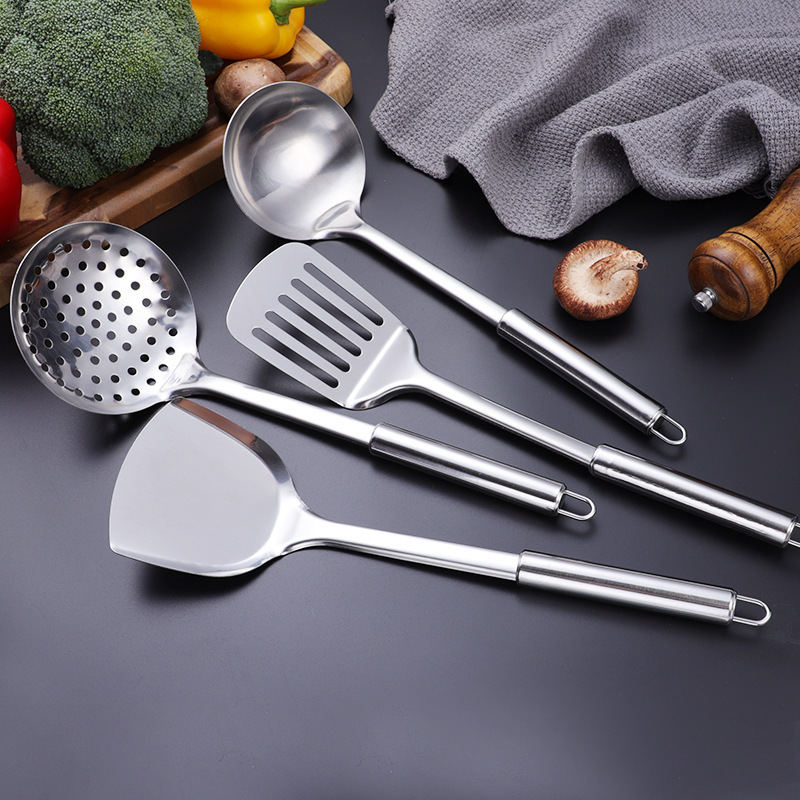 Kitchen utensils kitchen anti-scald stainless steel spatula frying spatula soup spoon colander rice spoon porridge spoon set household cooking spatula