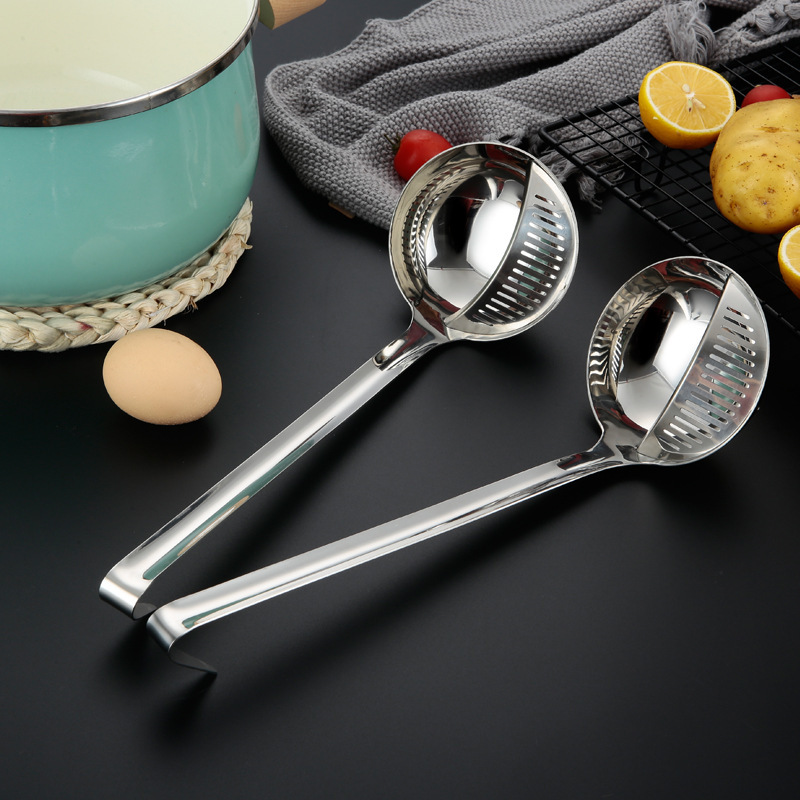 304 dual-purpose hot pot spoon, soup spoon, colander, extended and thickened soup shell, soup colander, cooking spoon, detachable tableware, laser logo