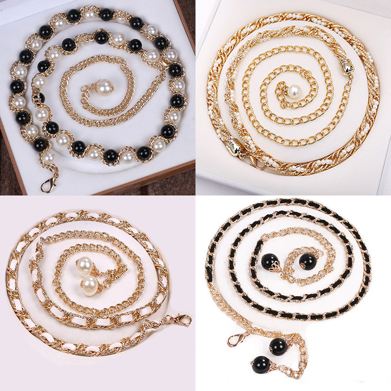 Belt for women, decorative, versatile, plus size, fashionable for fat girls, simple large pearl waist chain with dress, slimming