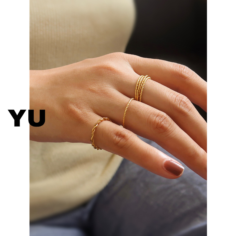 Stacked thin ring with titanium steel ring, plain ring, women's jewelry, twist, non-fading, foreign trade live broadcast supply
