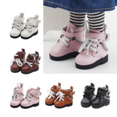 15cm cotton doll leather shoes 6 points bjd doll toy shoes boots student chain boots 4.5*2cm