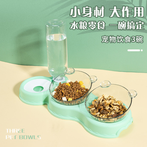 Pet Bowl Wholesale Plastic Dog Bowl Double Bowl Automatic Drinking Anti-Tip Food Bowl Pet Bowl Cute Cat Rice Bowl Cat Bowl