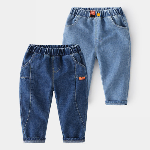 Casual soft and comfortable pants Cotton single color Korean style cute children's clothing Spring boys' denim trousers