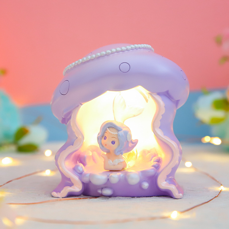 New underwater jellyfish lamp mermaid micro landscape small ornaments aquarium decoration gifts girl heart room decoration
