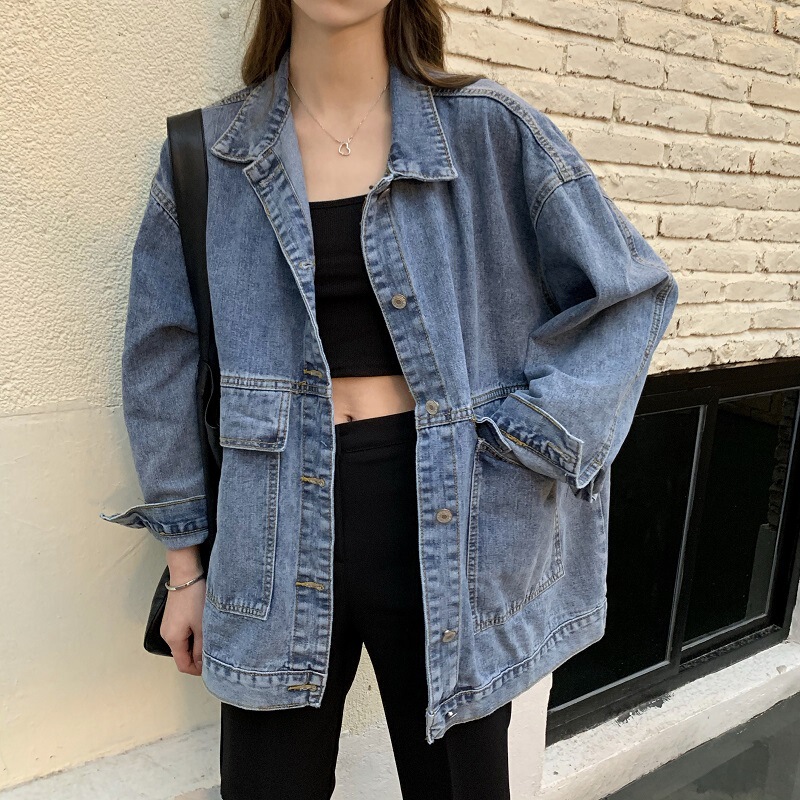 Denim jacket women's new spring and autumn Korean version chic loose versatile student top jacket retro trendy