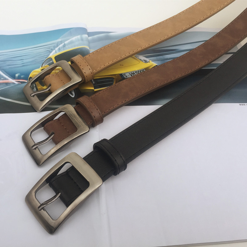 GD same belt for men and women Korean trendy retro cowhide solid color versatile casual belt men's trouser belt