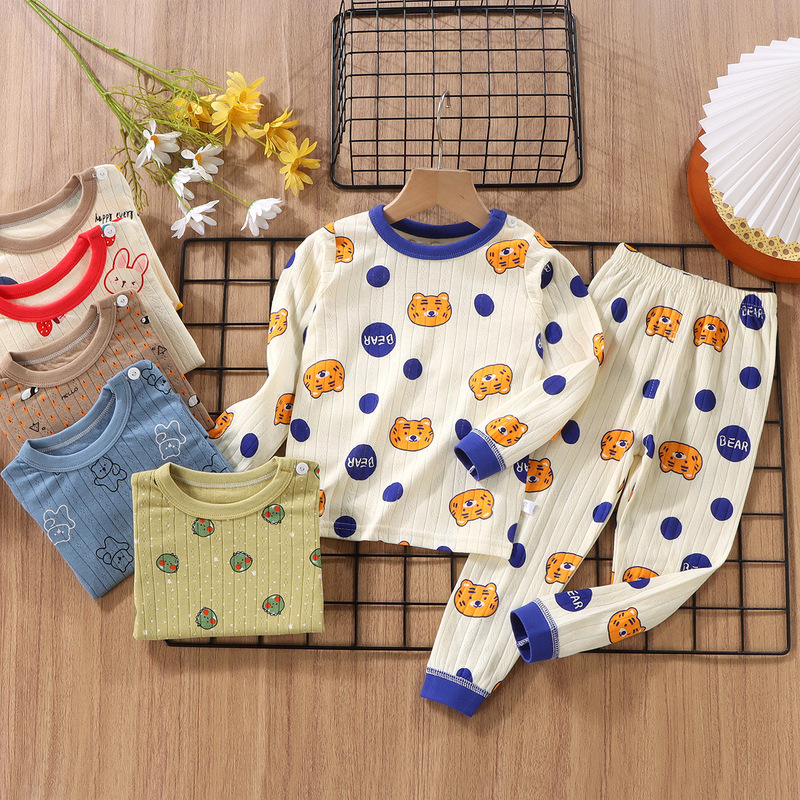 Autumn new baby underwear set pure cotton children's autumn clothes and long pants two-piece set large, medium and small children's home clothes pajamas