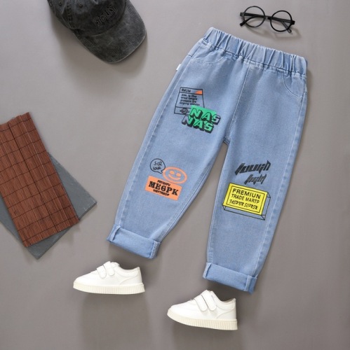 Boys' Jeans Spring and Autumn 2024 New Medium and Large Children's Loose Boys' Spring Clothes Baby Casual Children's Long Pants