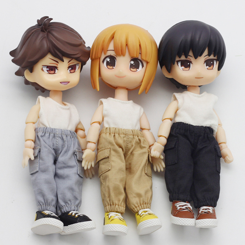 ob11 baby clothes 12 points bjd doll clothes denim overalls pocket trousers DOD beautiful knot pig doll denim trousers