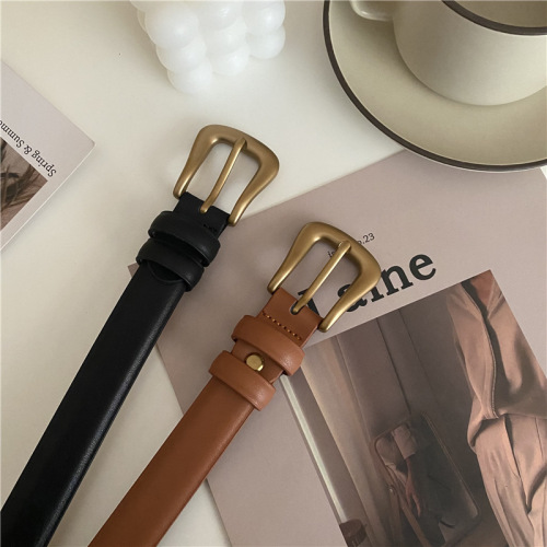 Recommended ~ Korean ins blogger belt for women, simple texture and temperament, new versatile belt, brown