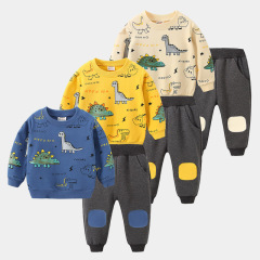 Children's clothing student cotton sportswear loose and fashionable new long-sleeved small animal cute and handsome design boy suit
