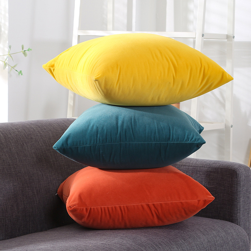 Nordic velvet pillow cushion sofa office chair lumbar pillow bedside back cushion pillow case with core