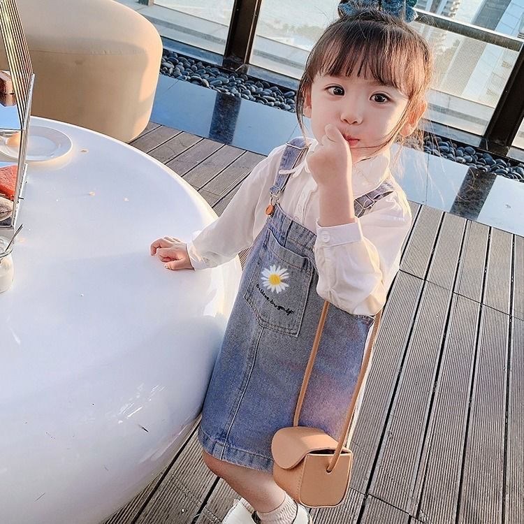 Girls spring and autumn suspender skirt new style Korean style children's dress casual denim suspender skirt for small and medium-sized children