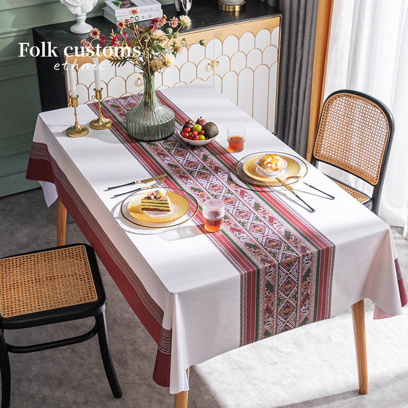 Bohemian tablecloth table runner PVC printed ethnic tablecloth waterproof and oil-proof table mat banquet table mat