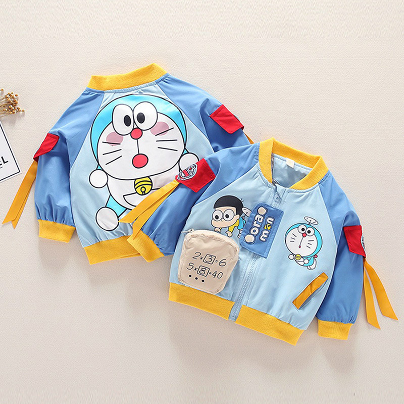 Doraemon spring and autumn new casual jackets for boys and girls jackets for toddlers spring tops baby baseball uniforms
