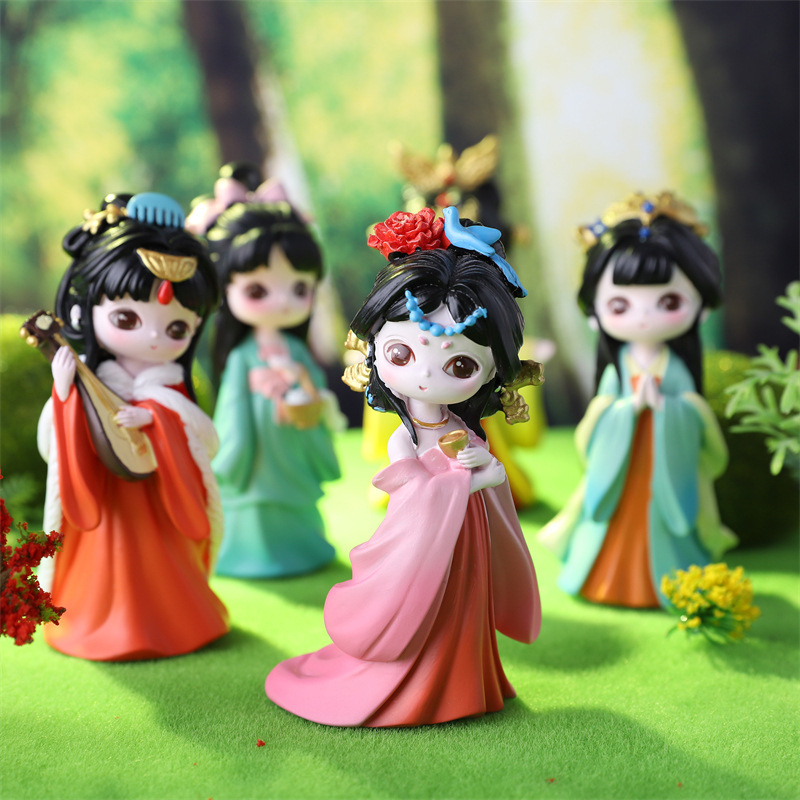 National trend blind box ancient style four beauties resin hand-made office girl girl's heart Hanfu doll ornaments girls' day gift