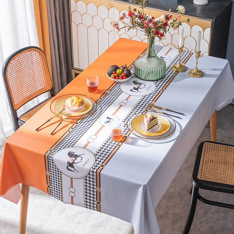 Nordic style tablecloth waterproof and oil-proof no-wash pvc coffee table mat rectangular cross-border party tablecloth wholesale