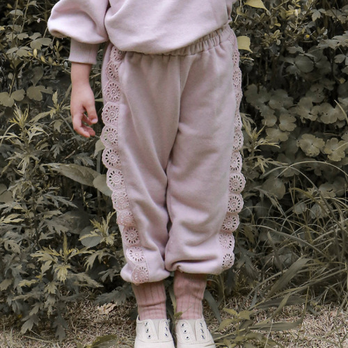 2024 Spring Strawberry Shan Korean Children's Wear Children's Girls Fashionable Lace Leg-Winning Sweatpants Versatile Casual Pants