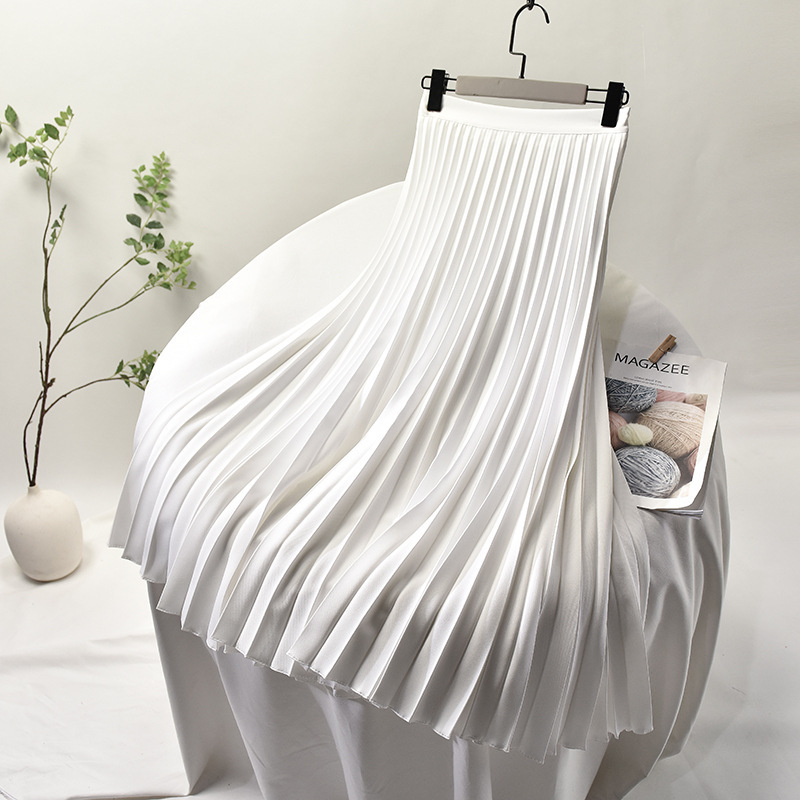 Chic temperament slimming large size pleated skirt autumn and winter new high waist a line skirt women's mid-length