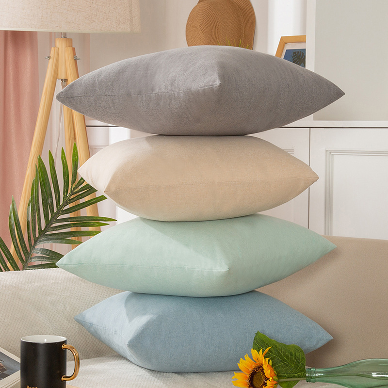 Solid color cotton and linen throw pillow case sofa cushion bedside large waist pillow bedside rectangular Nordic small waist pillow case wholesale