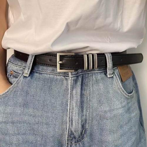 Belt Men's Trendy Ins Hong Kong Style Korean Style Simple Jeans Belt Female Student Pin Buckle Belt Decoration Internet Celebrity Same Style