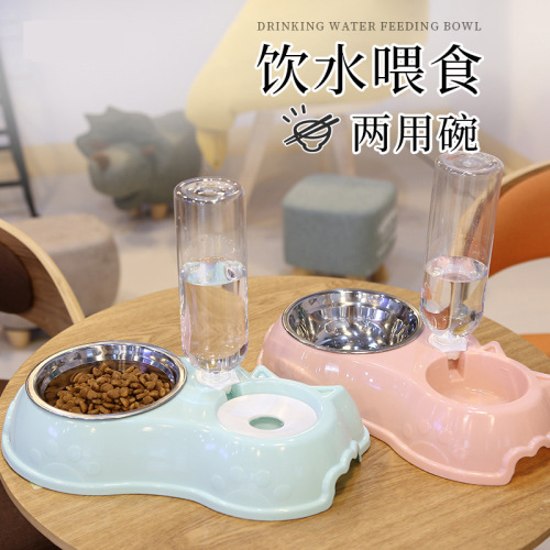 Pet Bowl Wholesale Stainless Steel Cat Bowl Automatic Drinking Dog Bowl Teddy Dog Bowl Cat Bowl Dog Food Bowl Cat Double Bowl