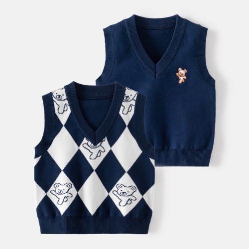 New autumn and winter boys' woolen vest baby V-neck sleeveless sweater waistcoat